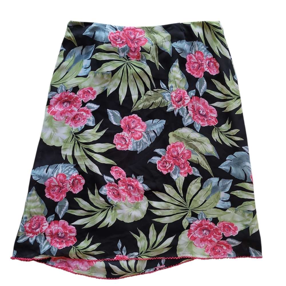 Nine & Company Tropical Floral A-Line Skirt Women's Size 8 Petite